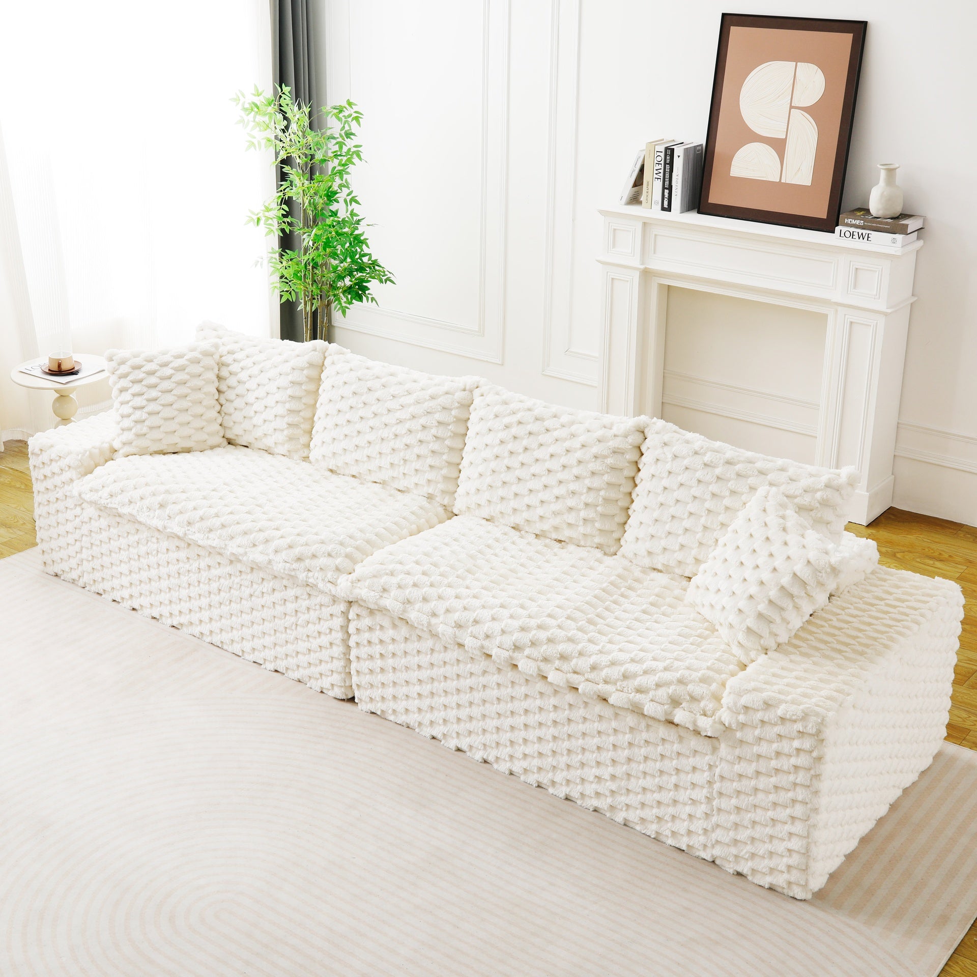 Luxury White Turtle Velvet Multifunctional Sofa - Arrangeable in Single Row, Side-by-Side or Facing Each Other, Stylish Living Room Furniture for Cozy Home Decor