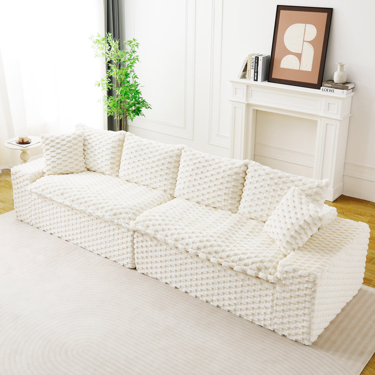 Luxury White Turtle Velvet Multifunctional Sofa - Arrangeable in Single Row, Side-by-Side or Facing Each Other, Stylish Living Room Furniture for Cozy Home Decor