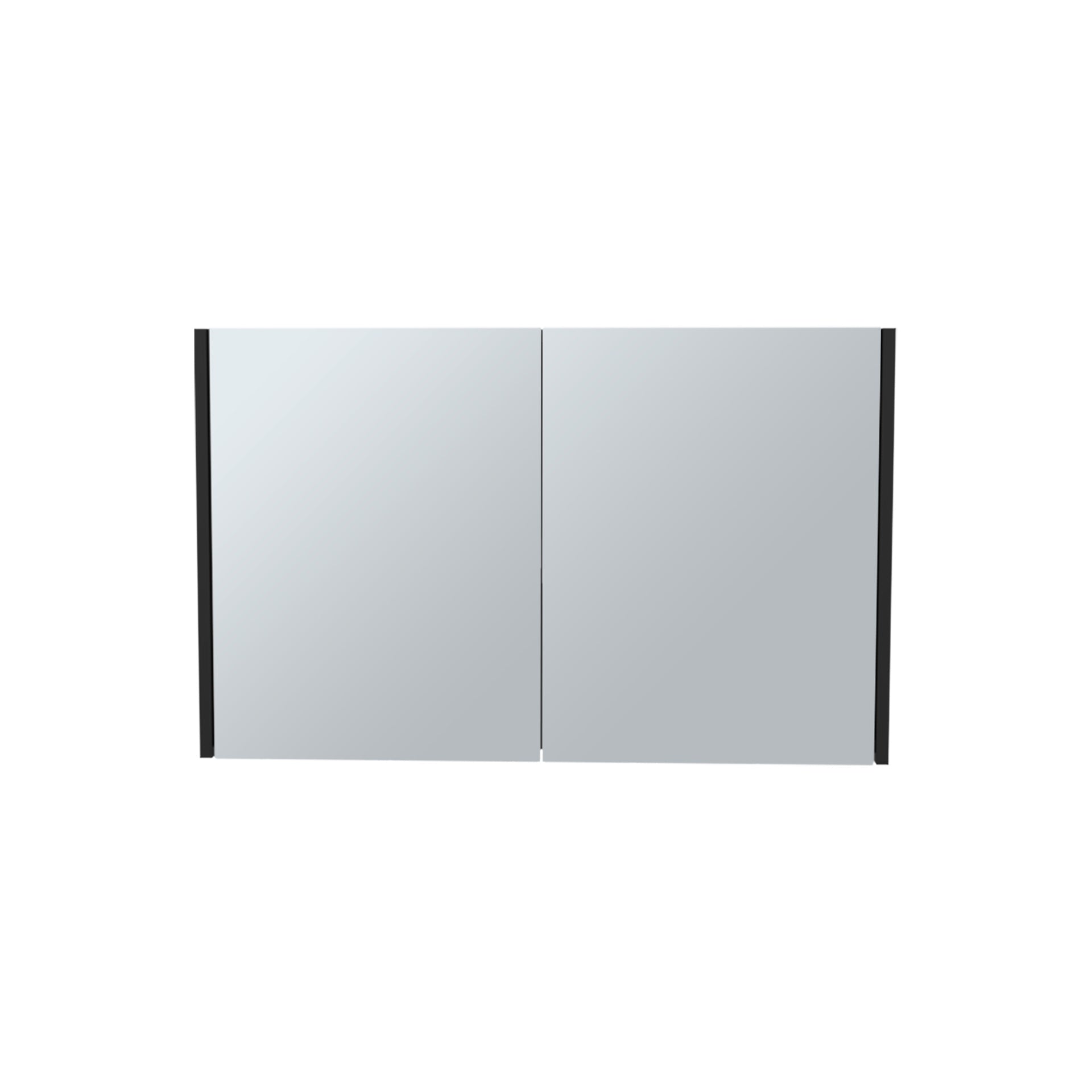Bouti 19.7" H x 31.5" W Double Door Mirror Medicine Cabinet, Three interior Shelves for Bathroom, Kitchen Black