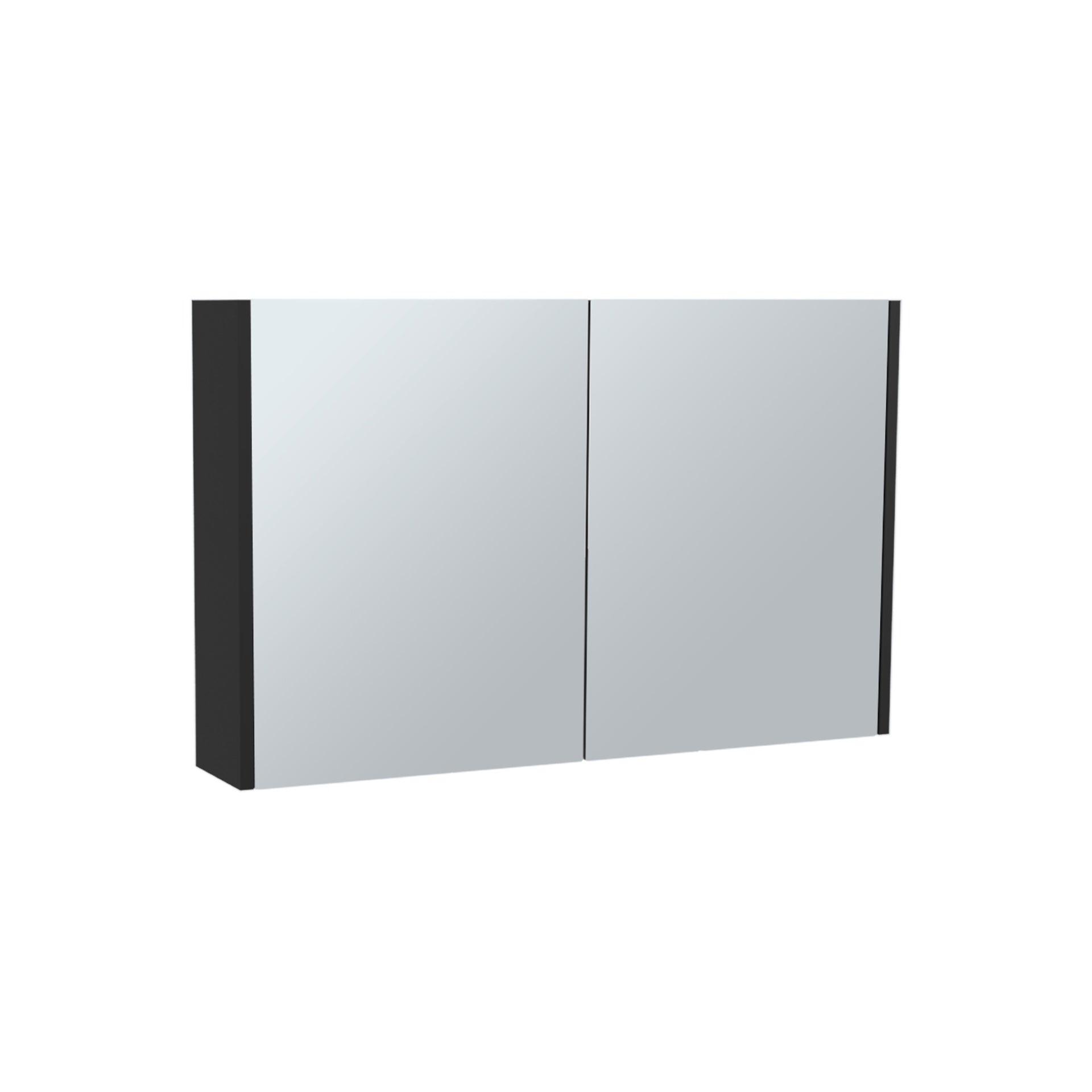 Bouti 19.7" H x 31.5" W Double Door Mirror Medicine Cabinet, Three interior Shelves for Bathroom, Kitchen Black