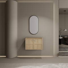 30" Wall-Mounted Bathroom Vanity, 2-Soft Closing Door, Oak, Plywood (Excluding Sink)