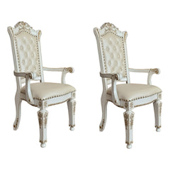 Beige and Antique Pearl Tufted Back Arm Chairs (Set of 2)