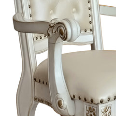 Beige and Antique Pearl Tufted Back Arm Chairs (Set of 2)
