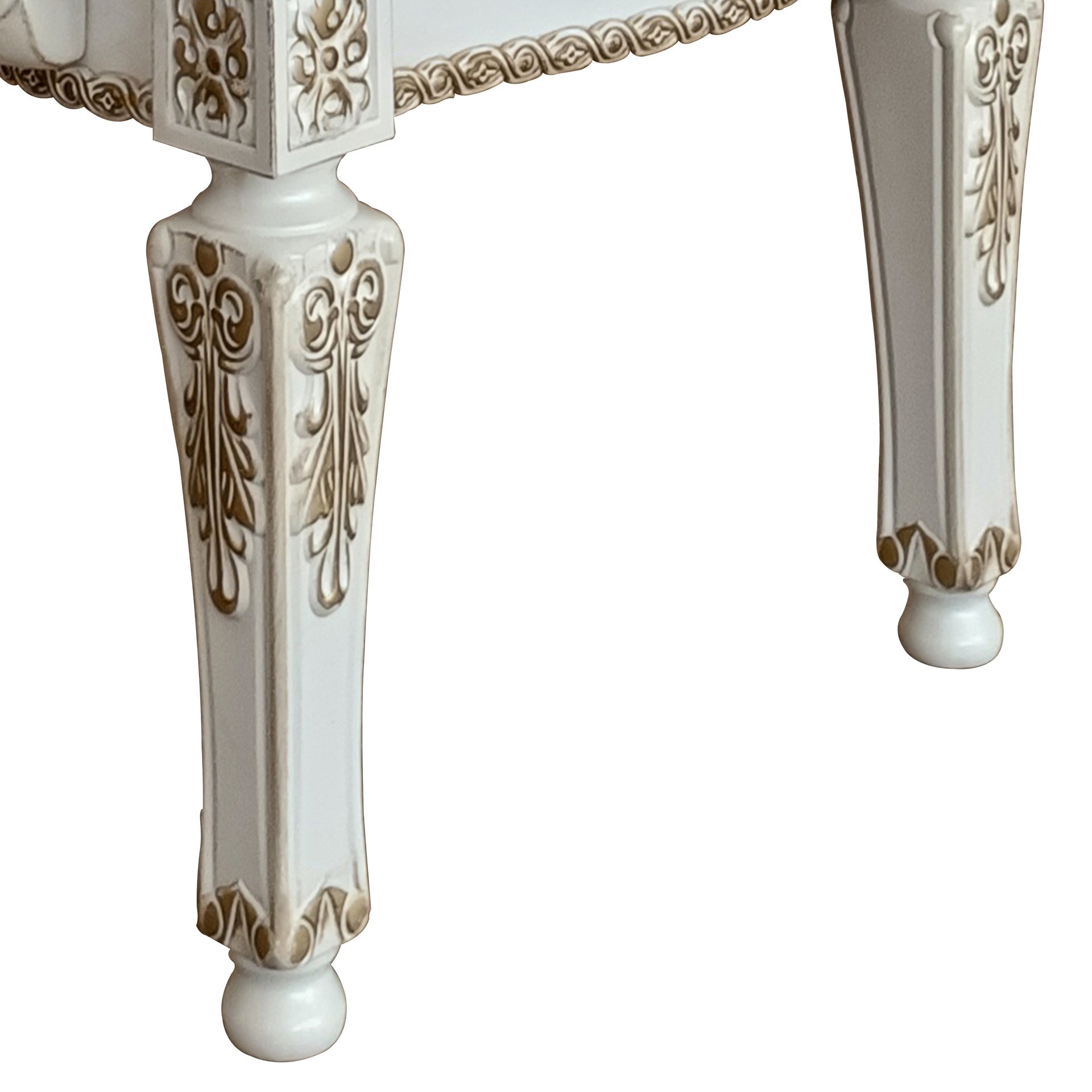 Beige and Antique Pearl Tufted Back Arm Chairs (Set of 2)