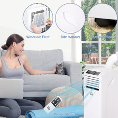 HOMCOM 8000 BTU Mobile Portable Air Conditioner with Cooling, Dehumidifier, Ventilating, Remote Control, 24-Hour Timer, Portable AC Unit for Bedroom, Living Room, Home Office, White