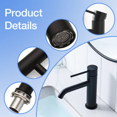 Black Bathroom Faucet Black Faucet for Bathroom Sink, Single Hole Bathroom Faucet Modern Single Handle Vanity Basin Faucet