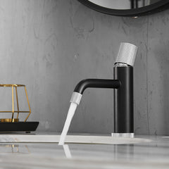 Modern Black and Brushed Nickel Faucet Brass Bathroom Basin Faucet Design Deck Mounted Water Mixer Tap