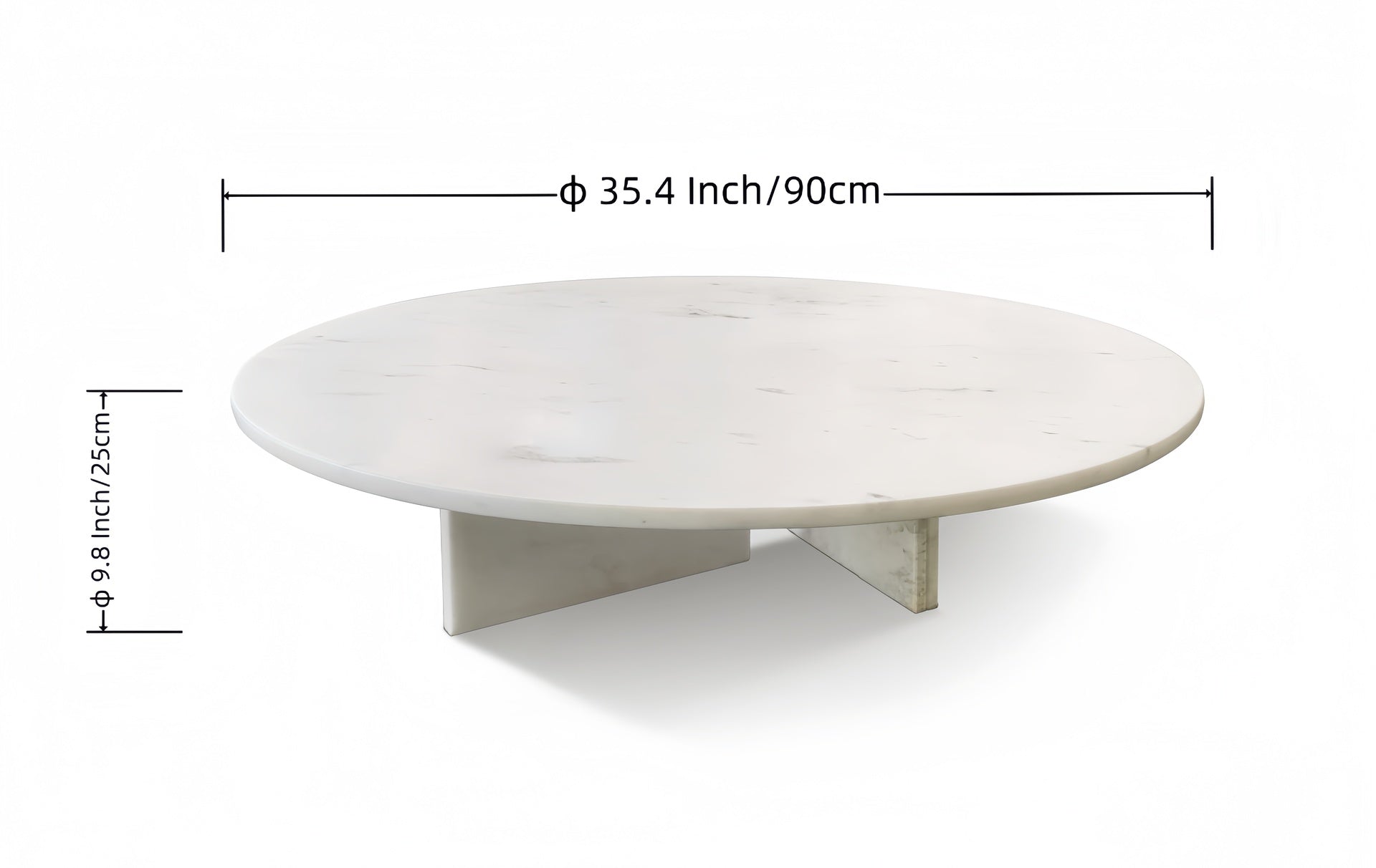 White natural marble coffee table, living room table,natural stone, Ø35.4 h9.8 Inch/Ø90 h25 cm, genuine marble, real marble