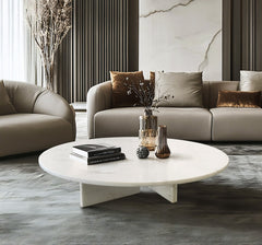 White natural marble coffee table, living room table,natural stone, Ø35.4 h9.8 Inch/Ø90 h25 cm, genuine marble, real marble
