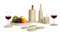 Gold Yellow Beige natural marble dining room accessories set, natural stone, luxury 10 pcs set, genuine marble, real marble