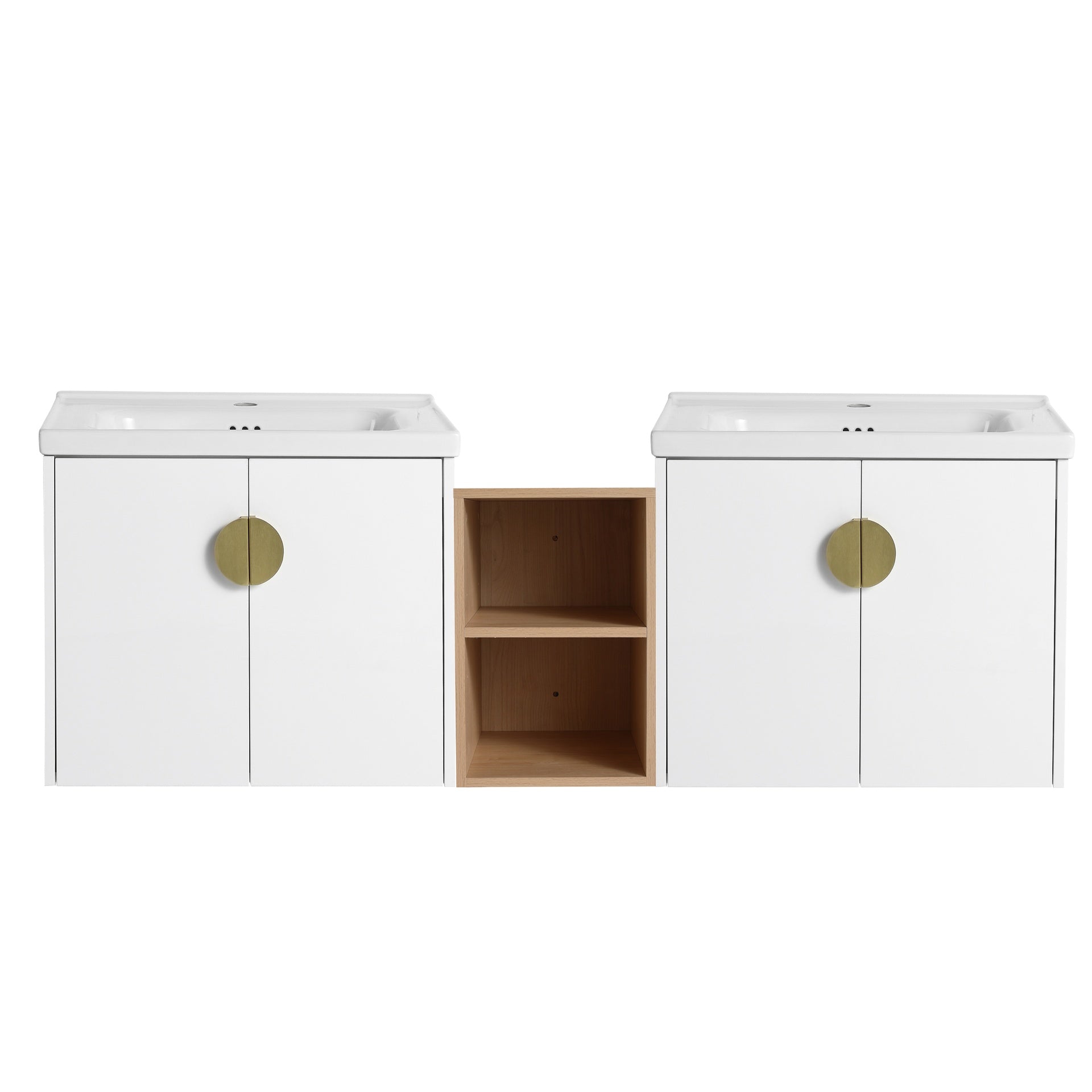 60 Inch Soft Close Doors Bathroom Vanity With Sink, and A Small Storage Shelves.BVC06360GWH