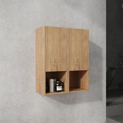 24" Bathroom Side Cabinet,Soft Close Doors,Float Mounting Design,Imitative Oak,(KD-Packing)
