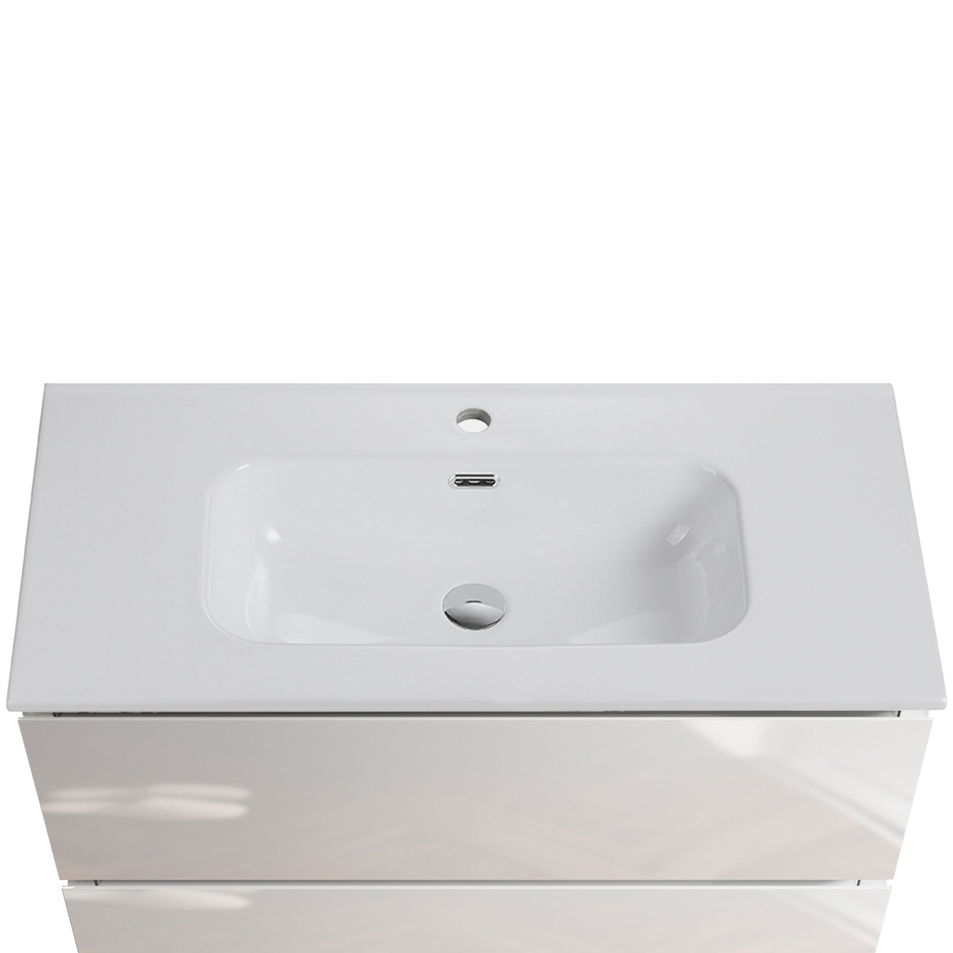 BB0936Y311, Integrated white ceramic basin, drain assembly NOT included