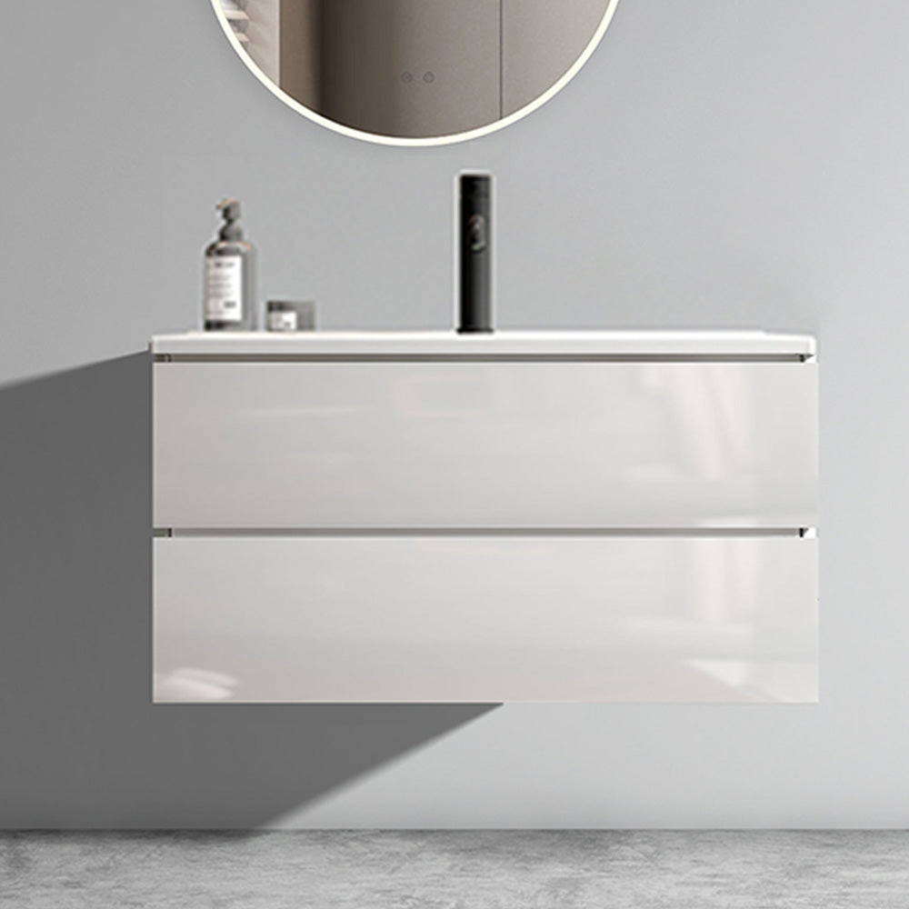TIA 36" Wall Mount Glossy White Bathroom Vanity with Ceramic Sink with Single Hole, Large Storage Floating Bathroom Vanity for Modern Bathroom, Pre-assembled