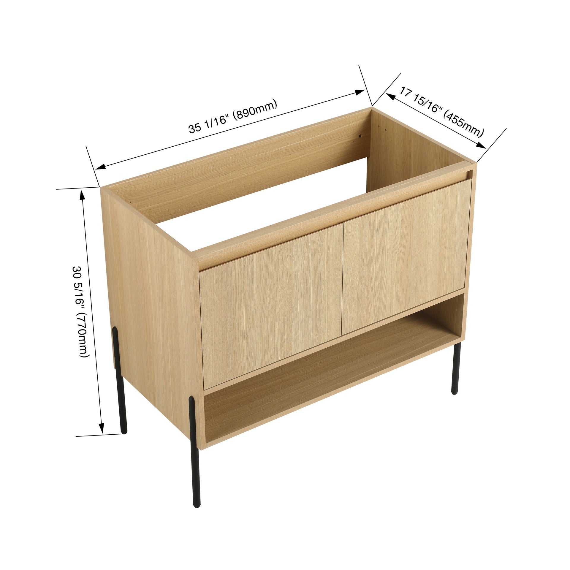 36" Freestanding Bathroom Vanity & 2 Soft-Close Cabinet Doors (KD-Packing)-Excluding Sink