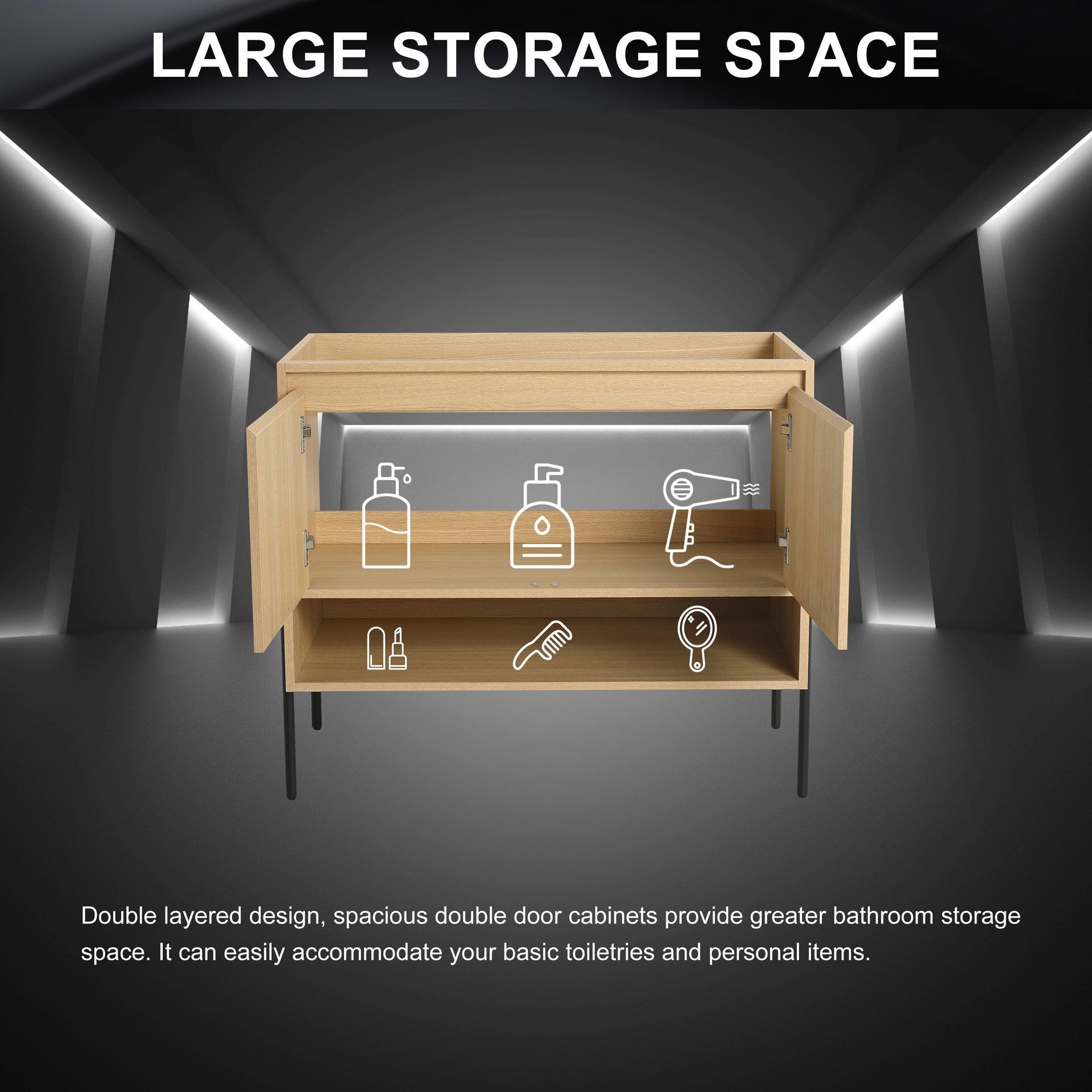 36" Freestanding Bathroom Vanity & 2 Soft-Close Cabinet Doors (KD-Packing)-Excluding Sink