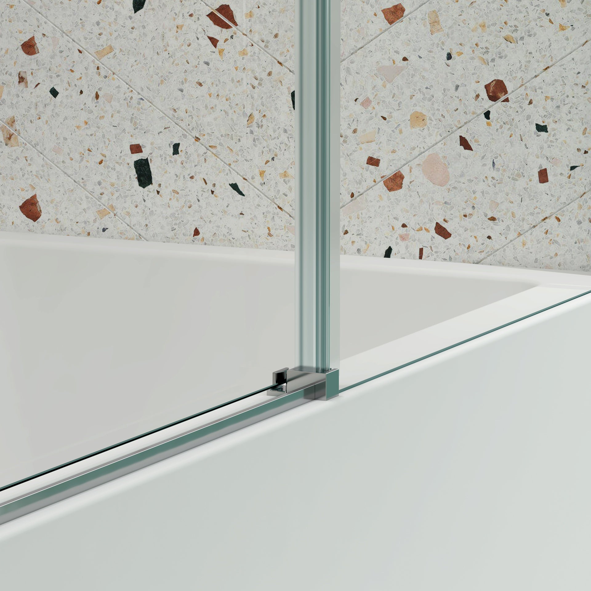 Glass shower door, sliding door, with 5/16" tempered glass and Polished Chrome finish 6074
