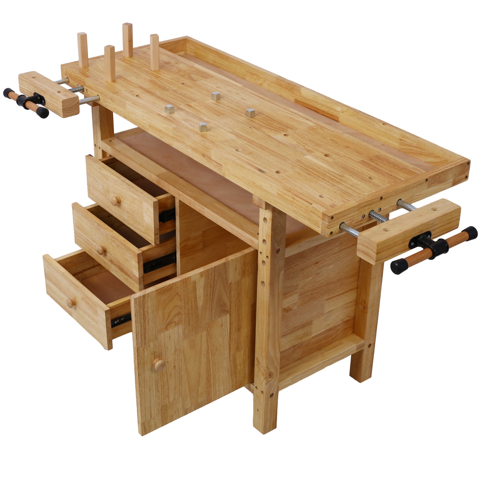 Wood Workbench - Wooden Workbench for Garage Workshop and Home, with Bar Clamps Set 12 inch x 4-3/4 inch Throat,Pack of 4