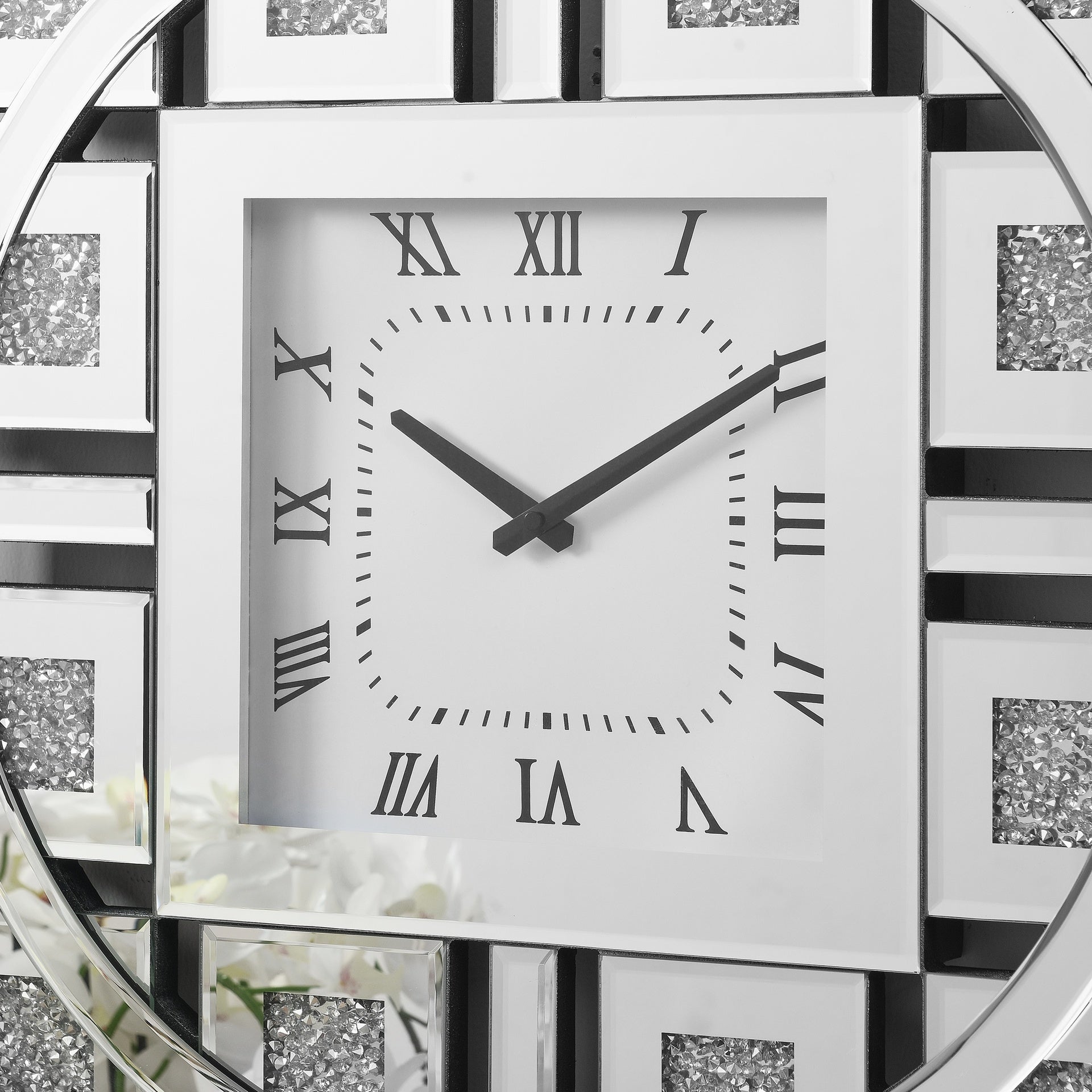 Wall Clock in Mirrored & Faux GemStones