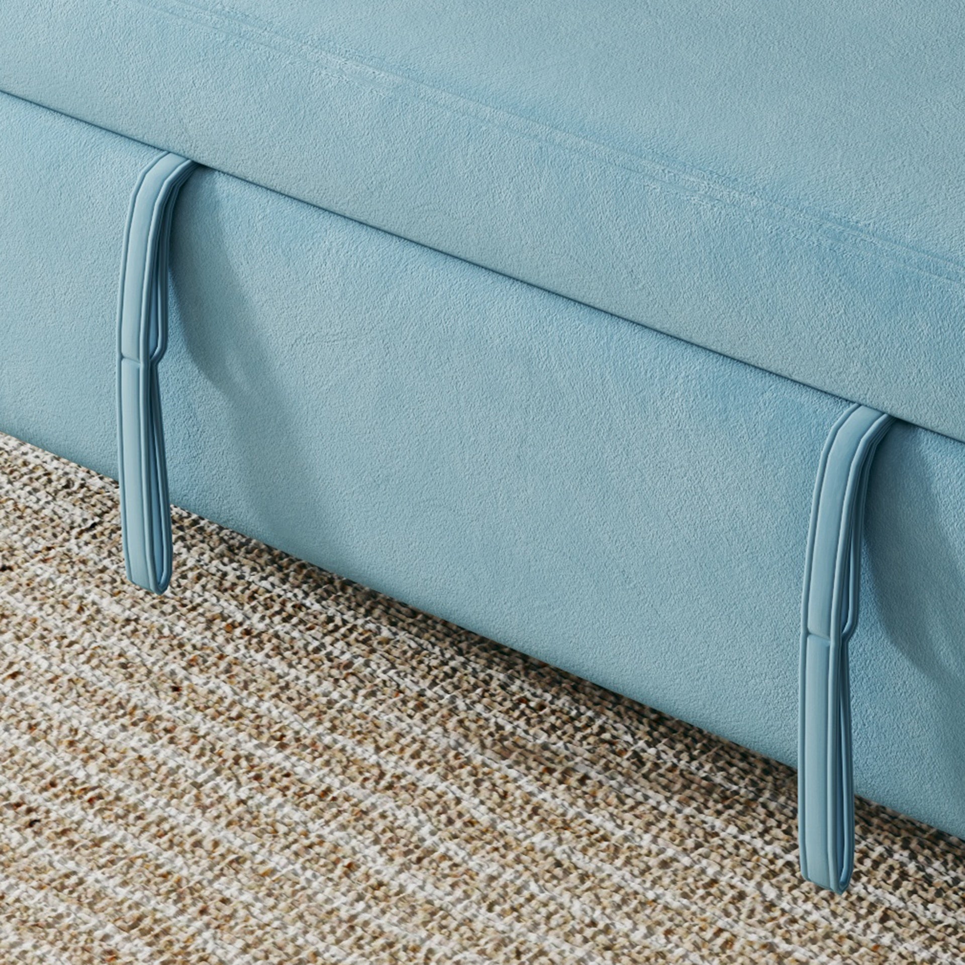 Sofa Showcase: 54" Velvet Blue Sofa Bed – A Dual-Purpose Living Room Gem with a Retractable Bed Option