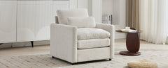 31.9" Cozy Upholstered Armchair Oversized Comfy Cloud Sofa Double Cushion Single Sofa Plush Cushion Armchair for Living Room, Beige