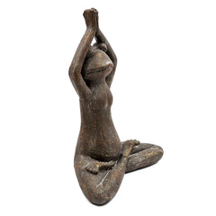 11.5x6.5x15" Brown Magnesium Yoga Frog Figurine in Namaste Pose with Gold Accents