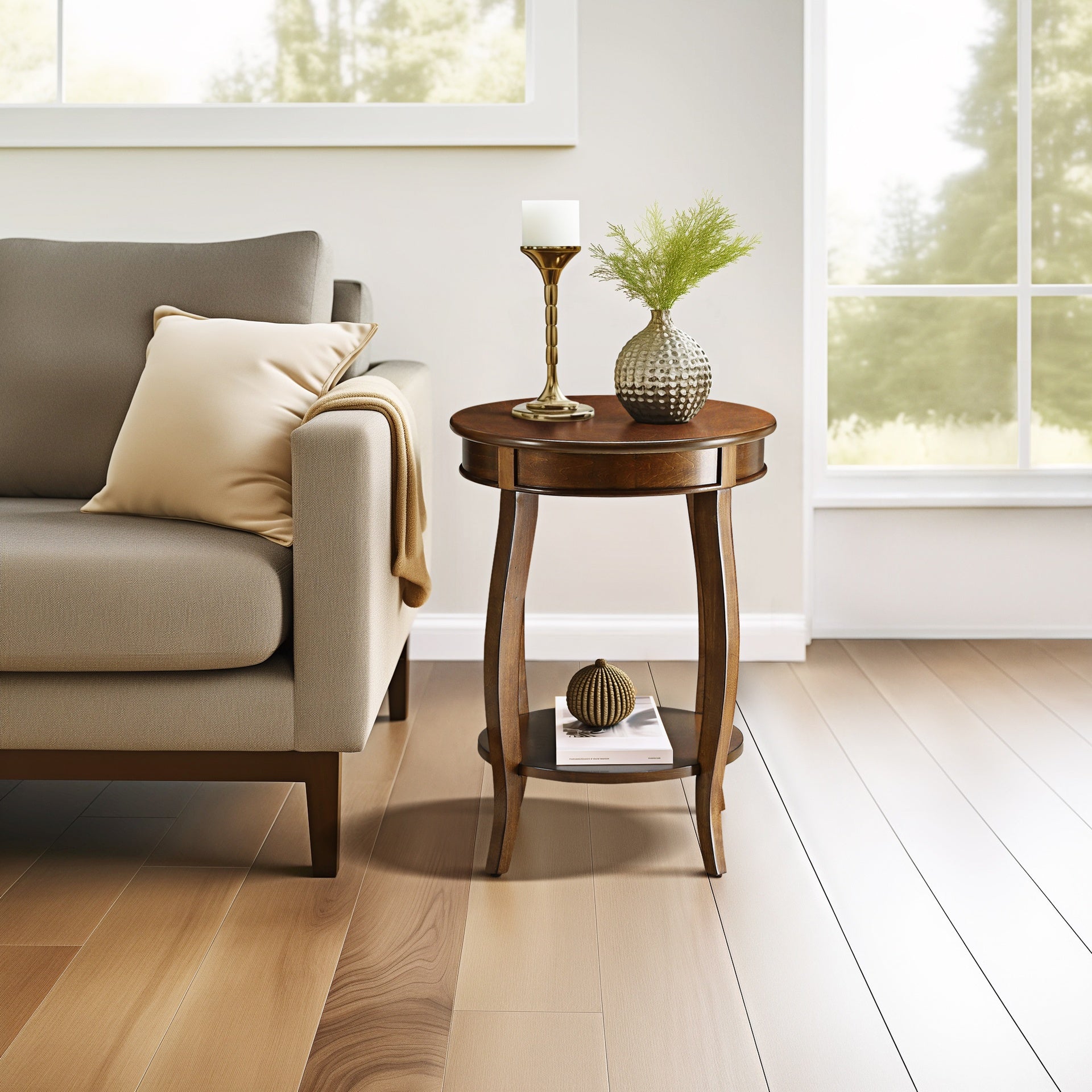 Aberta Walnut Finish Accent Table