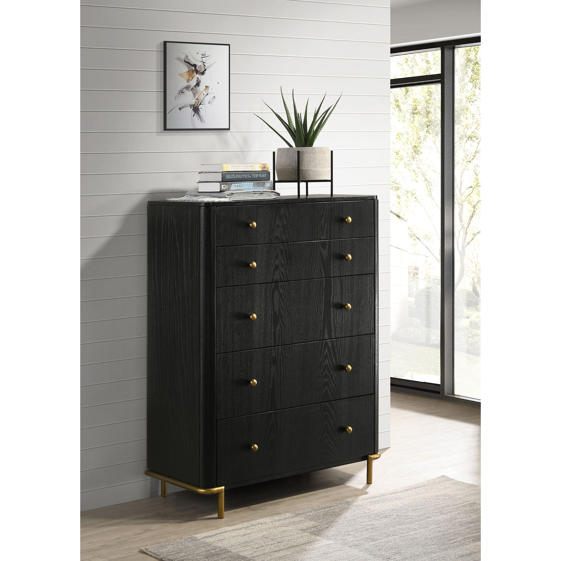 Anser Black 5-drawer Chest