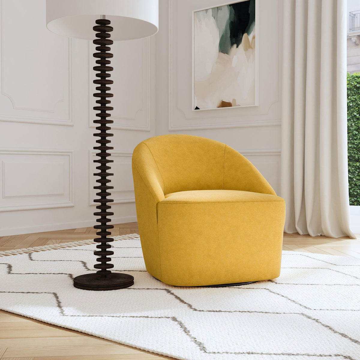 Denali Mustard Yellow Upholstered Accent Swivel Chair