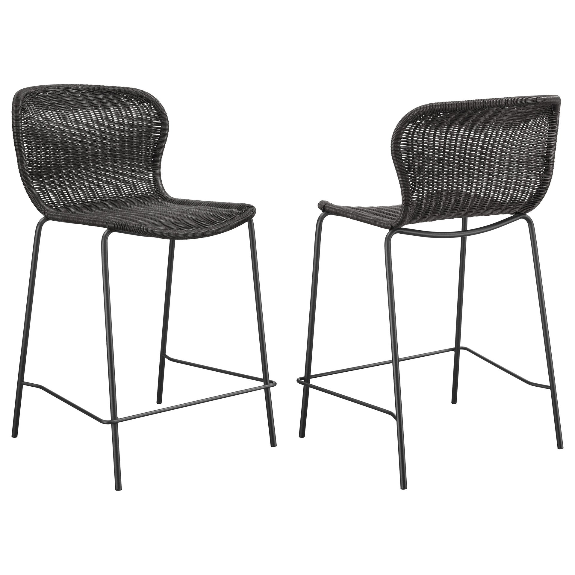 Mckinley Brown Faux Rattan Metal Counter Chair (Set of 2)