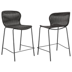 Mckinley Brown Faux Rattan Metal Counter Chair (Set of 2)