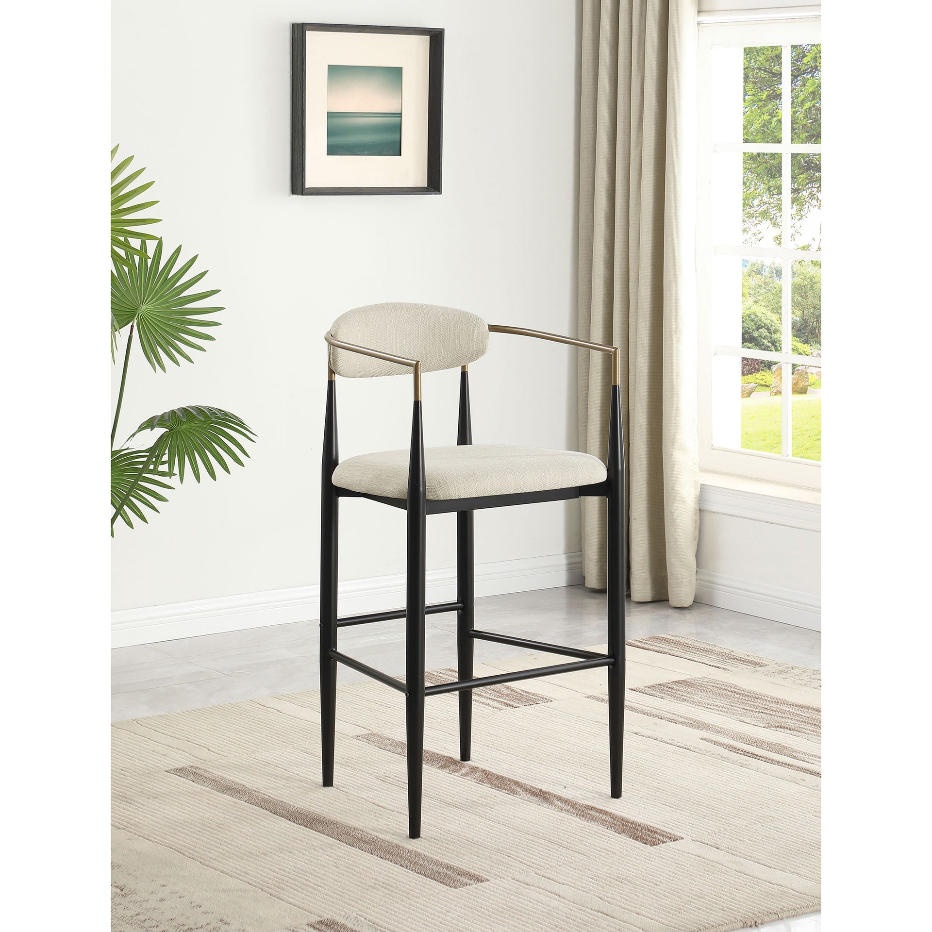Renfroe Beige Fabric Upholstered Bar Chair (Set of 2)