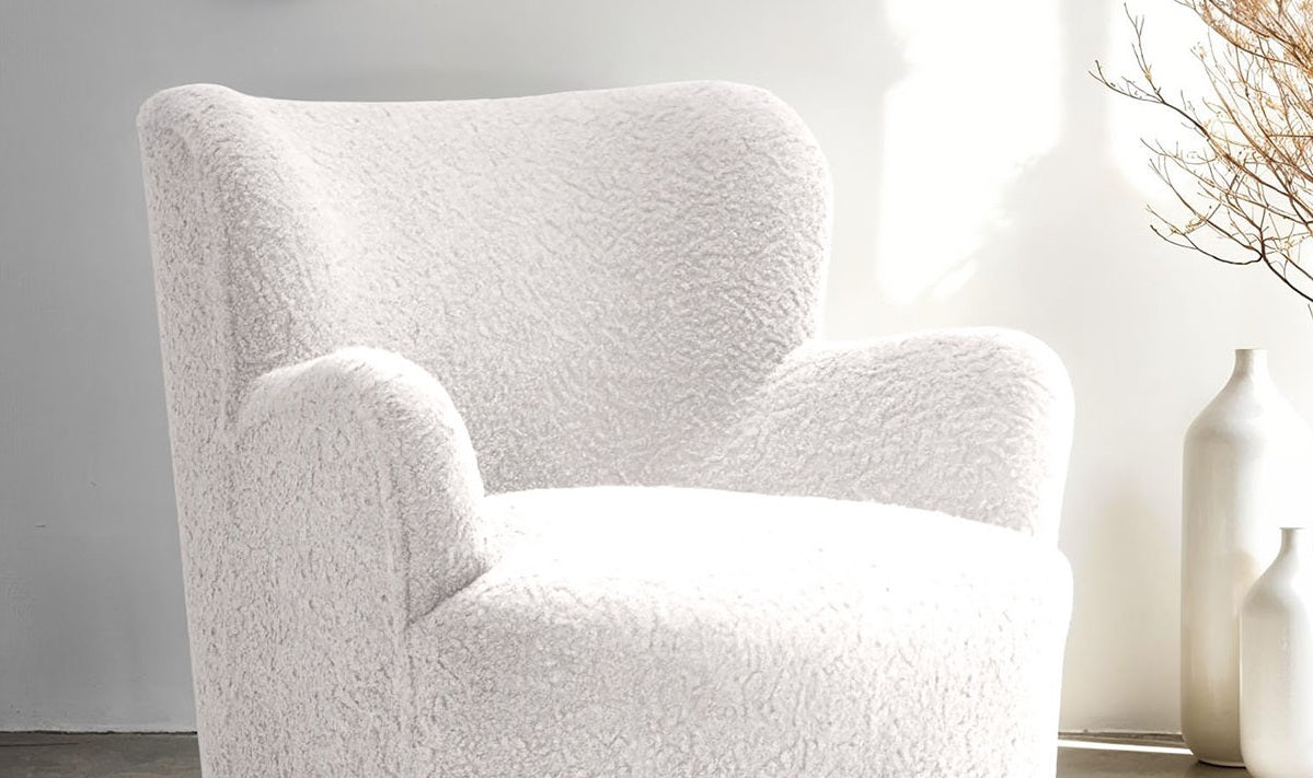 Contemporary Style White Finish Accent Chair Curved Backrest Ball Feet Sloped Arms Primary Living Room