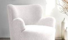 Contemporary Style White Finish Accent Chair Curved Backrest Ball Feet Sloped Arms Primary Living Room