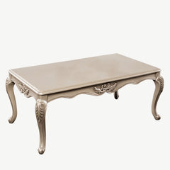 Traditional Style 1pc Coffee Table Curved Legs Carved Detail Design Gold Highlight Champagne Finish