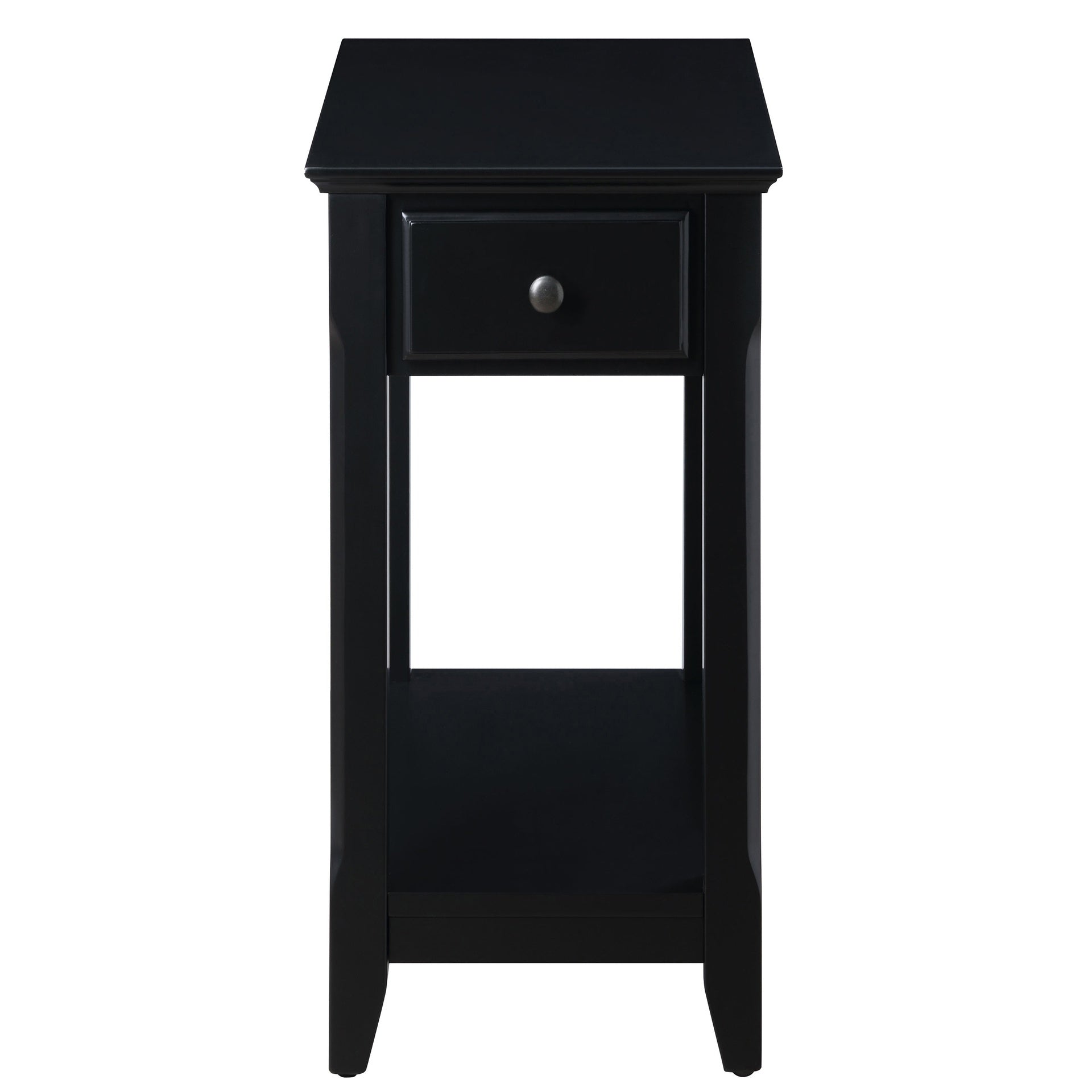 Black Accent Table with Bottom Shelf