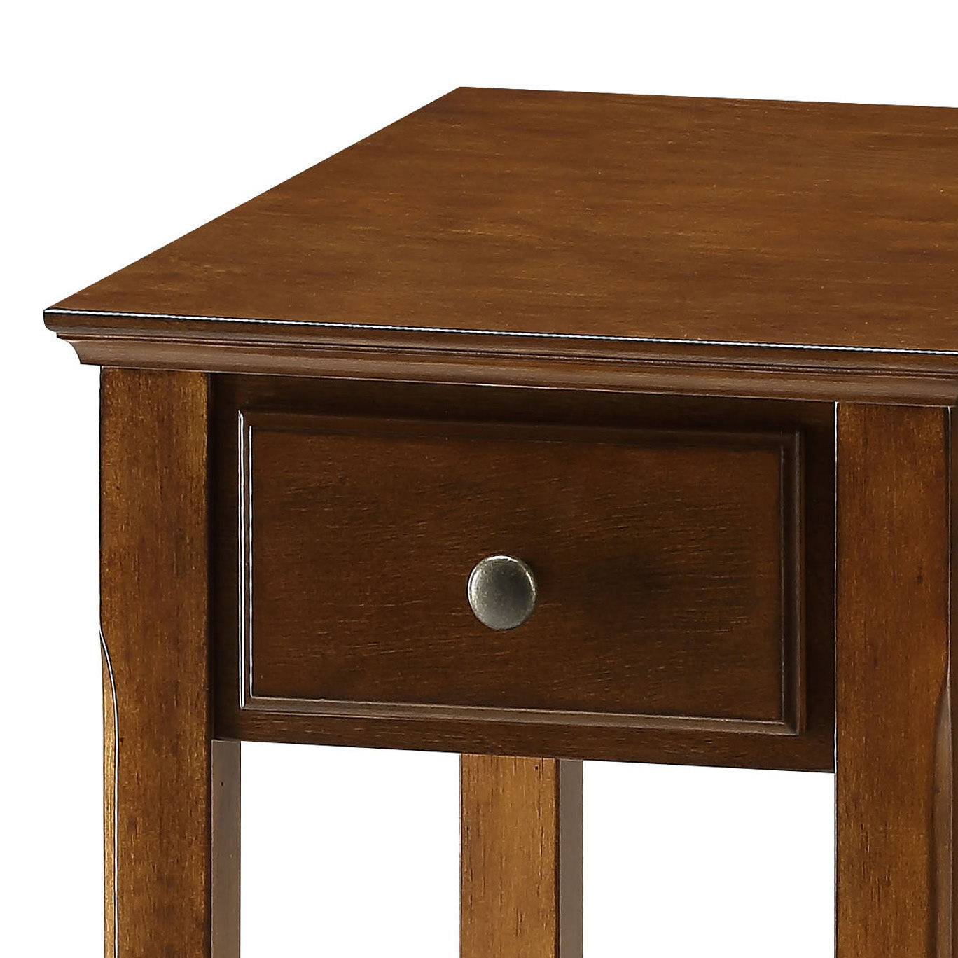 Walnut Accent Table with Bottom Shelf