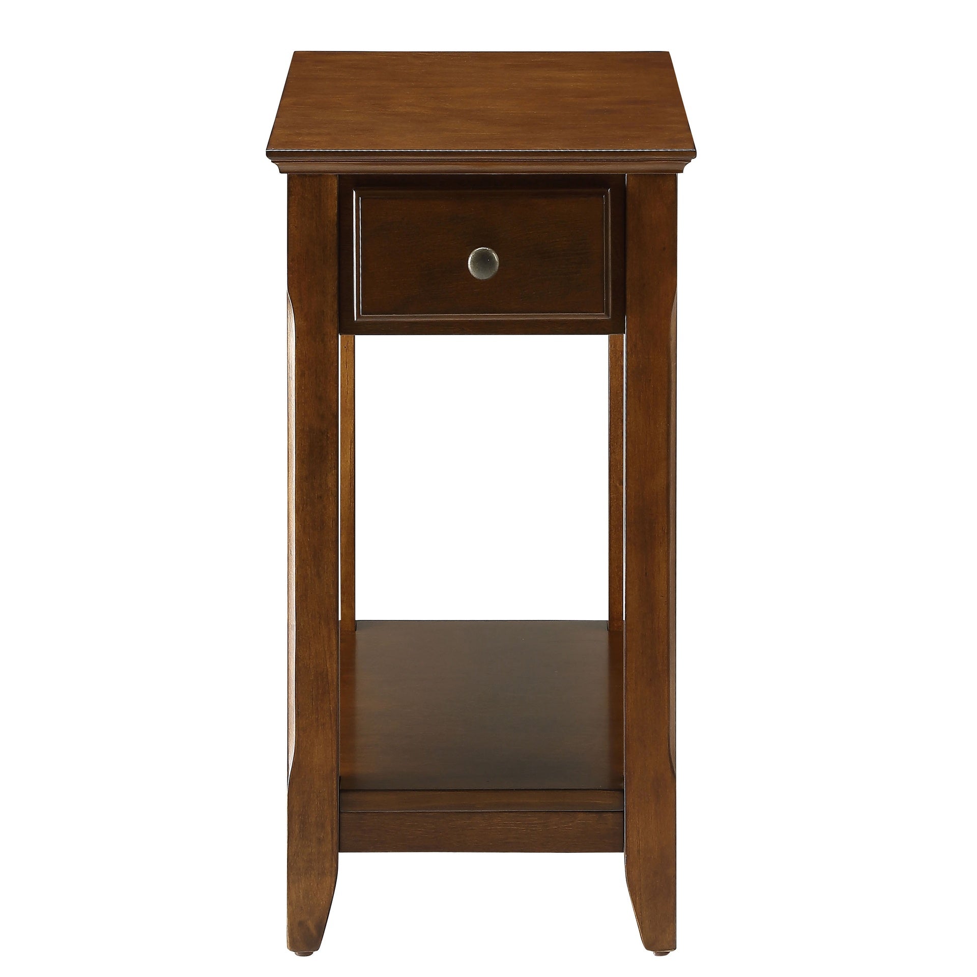 Walnut Accent Table with Bottom Shelf