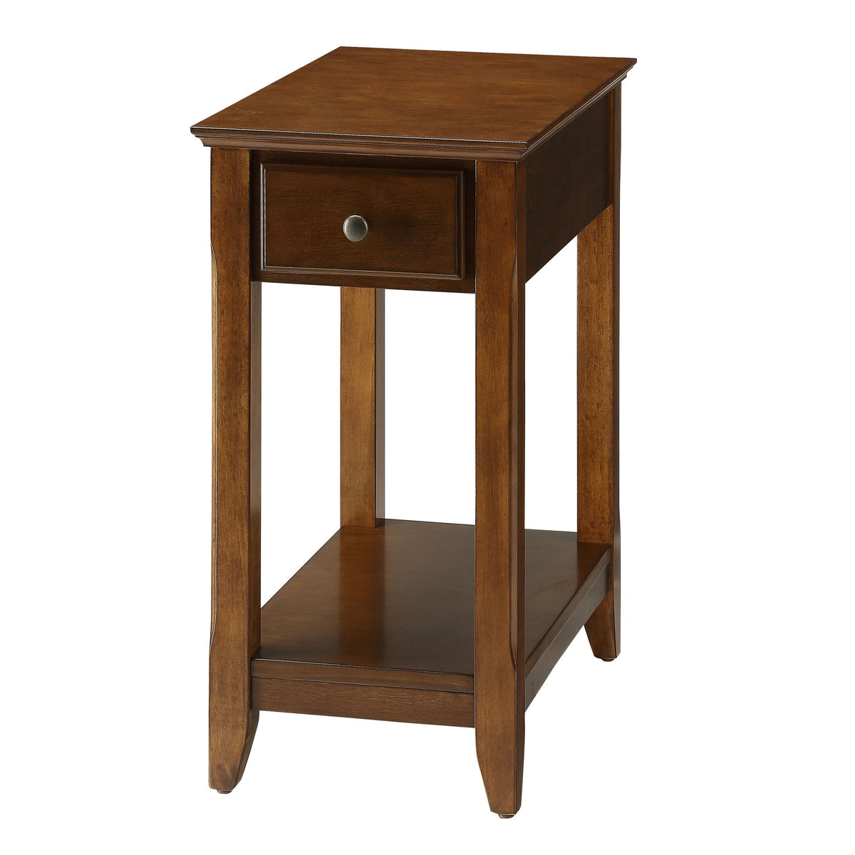 Walnut Accent Table with Bottom Shelf