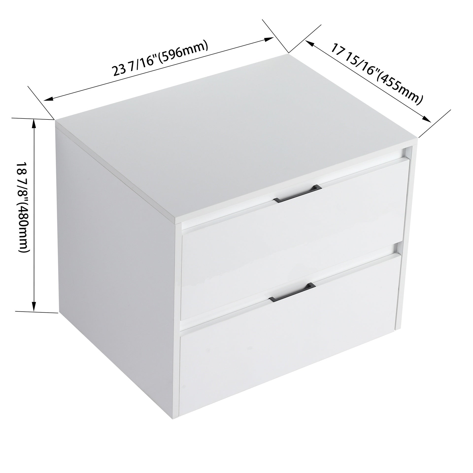 24" Bathroom Wall Cabinet, 2-Soft Close Drawer, Float Mounting Design, Glossy White,(KD-Packing)