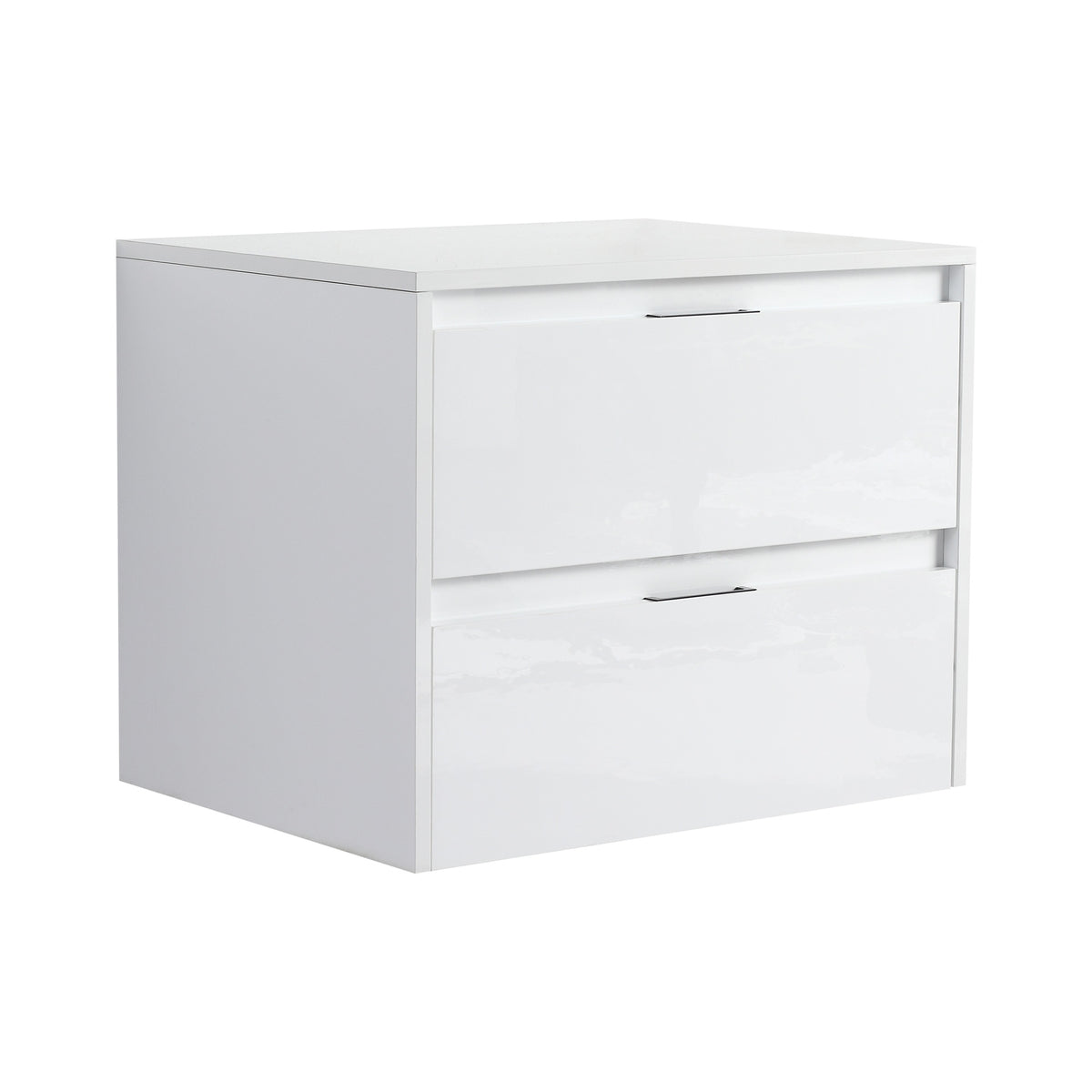 24" Bathroom Wall Cabinet, 2-Soft Close Drawer, Float Mounting Design, Glossy White,(KD-Packing)
