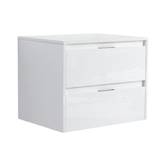 24" Bathroom Wall Cabinet, 2-Soft Close Drawer, Float Mounting Design, Glossy White,(KD-Packing)