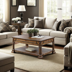 Barclay 48 inch Coffee Table, No Assembly Required, Rustic Acacia Finish