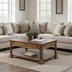 Barclay 48 inch Coffee Table, No Assembly Required, Rustic Acacia Finish