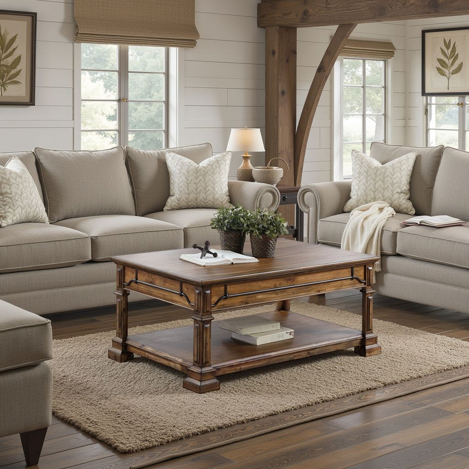 Barclay 48 inch Coffee Table, No Assembly Required, Rustic Acacia Finish