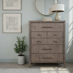 Avana 5 Drawer Chest, No Assembly Required, Smoky Greige Finish