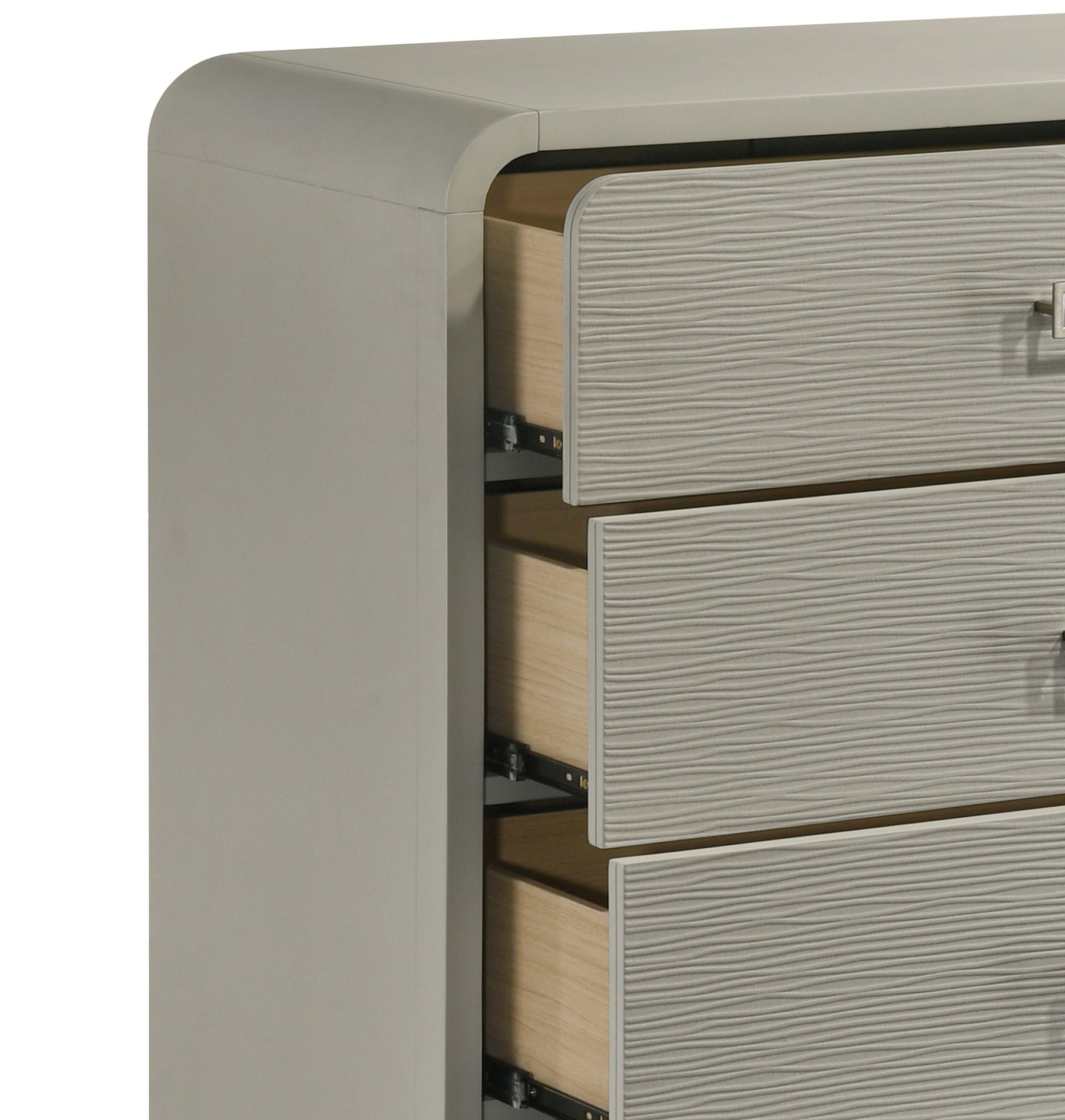 Aria Contemporary Queen 5PC Bedroom Set Modern Storage Bed with Ball Bearing Glide Drawers in Beige
