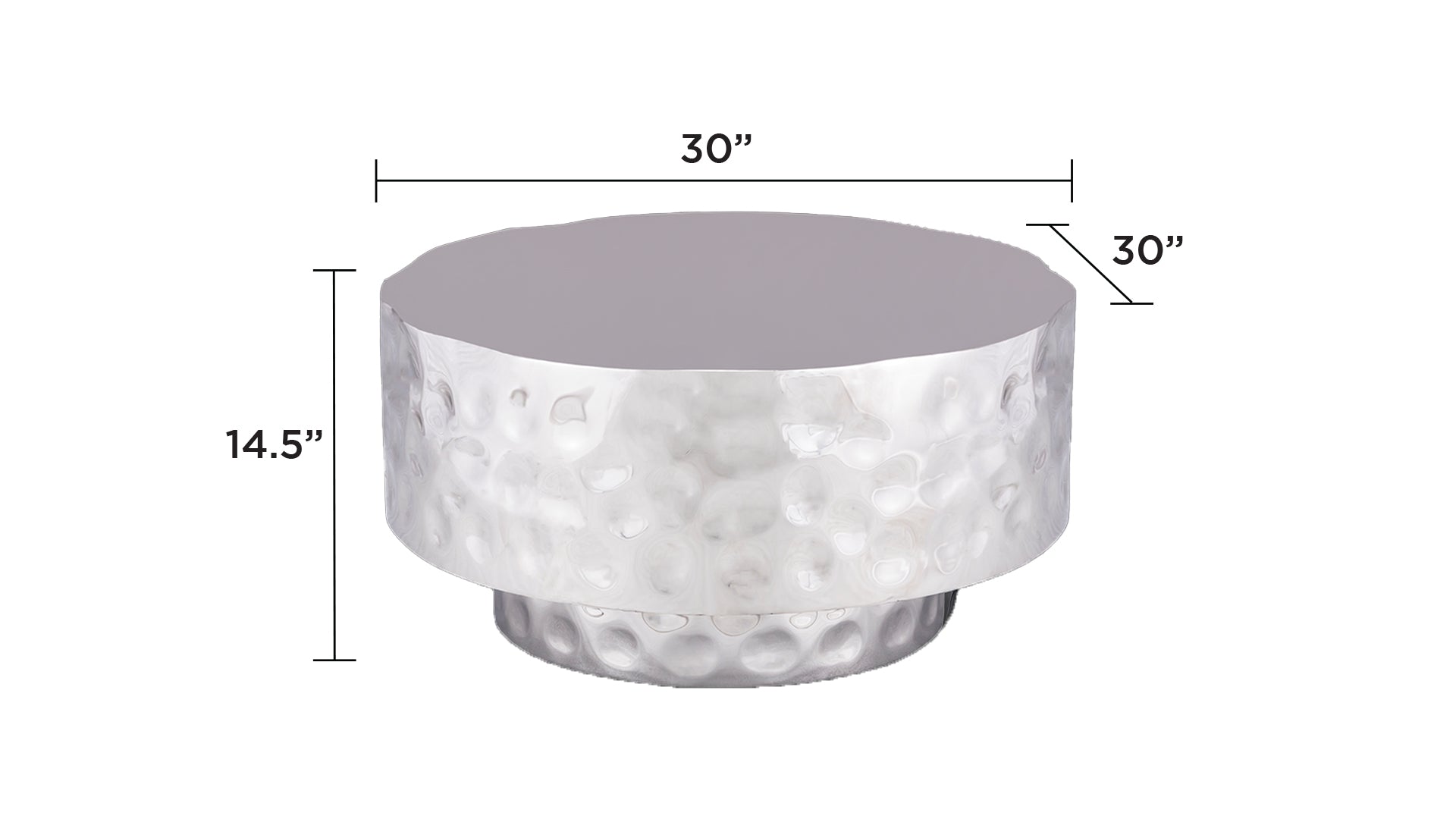 CT-90-30-30 Modern Style Coffee Table made with Metal in Silver