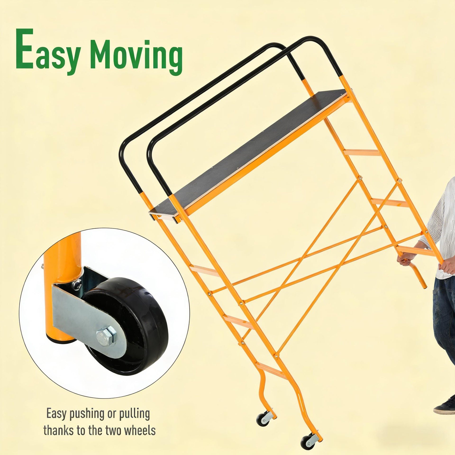 4-Step Steel Scaffold with Wheels