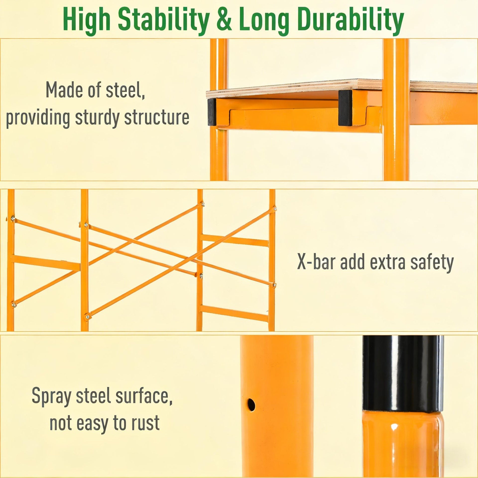 4-Step Steel Scaffold with Wheels